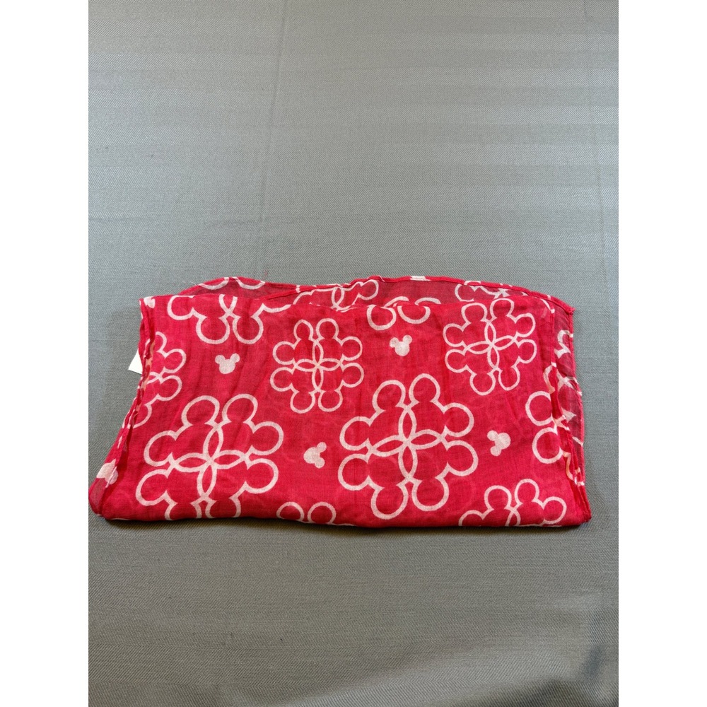Disney Parks Mickey Mouse Scarf Fuchsia White Rayon Lightweight Wrap NWT